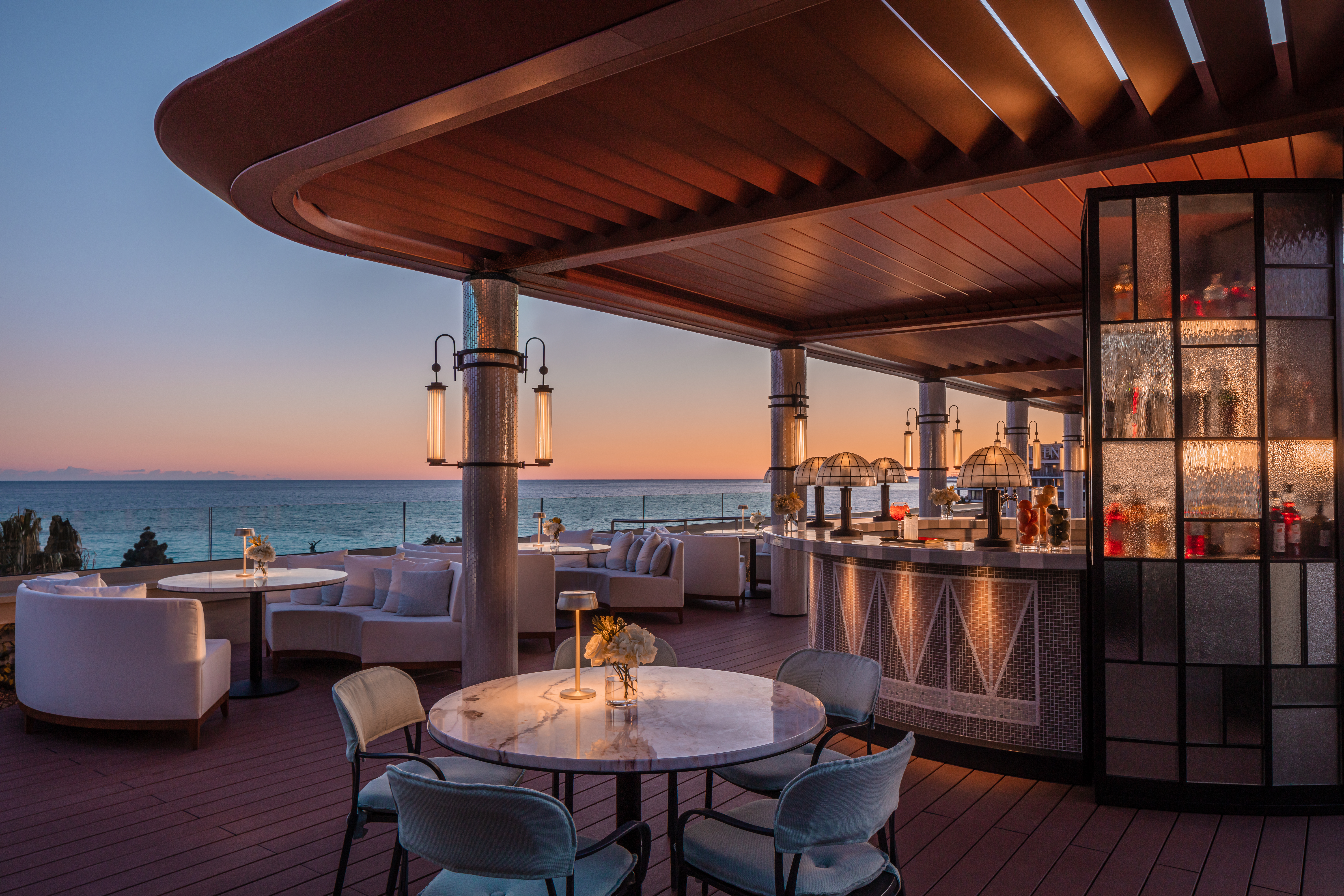 Rooftop bar at Anantara Plaza Nice Hotel overlooking the Mediterranean